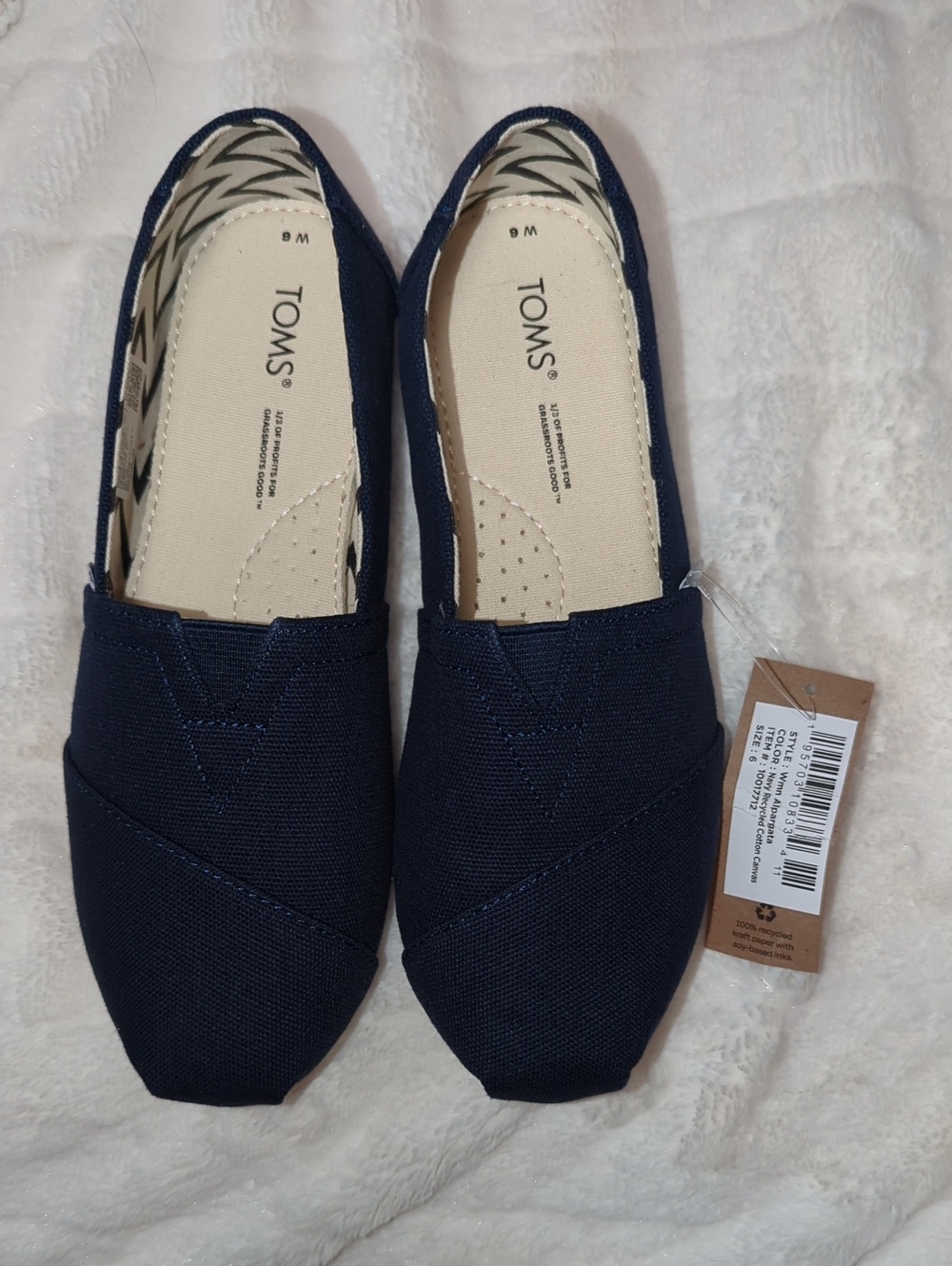 Toms Alpargata Navy Canvas Slip-On Flats